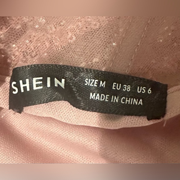 SHEIN Size M Light Pink Butterfly High Slit Off-Shoulder Mermaid Maxi Dress - Picture 4 of 12